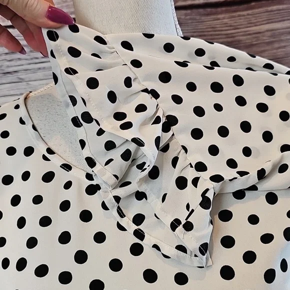 C Black and White Polka Dot Blouse - Picture 5 of 13